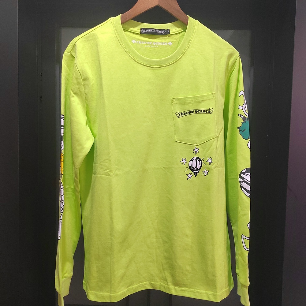 Neon Green Chrome Hearts Matty Boy Link Long Sleeve Tee